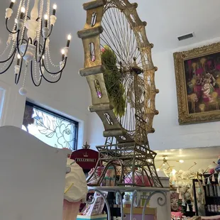 a ferris wheel and a chandelier