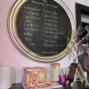 a blackboard with a menu on it