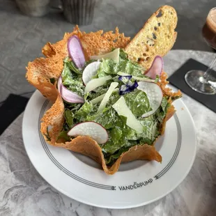 Caesar salad with Parmesan bowl