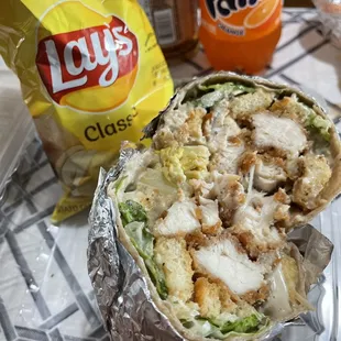 Crispy Chicken Caesar wrap is very hearty and filling!