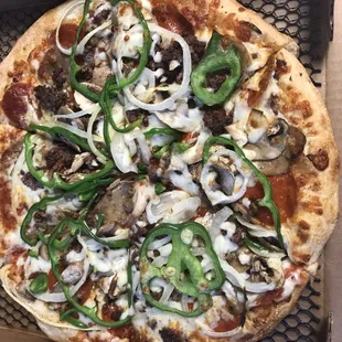 Ultimate pizza with 3 meat and veggies combination