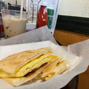 Breakfast Cuban and an Iced Cafe Con Leche