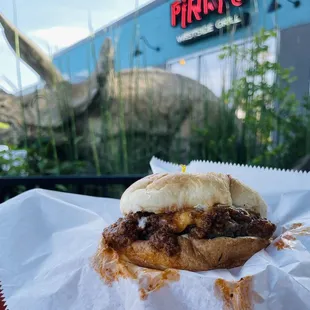 Pterodactyl with pimento cheese, chili, and pickles :)