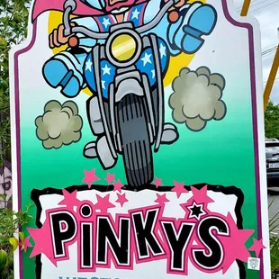 Pinky's rocking the new signage. The old Frankenstein signage has been retired.