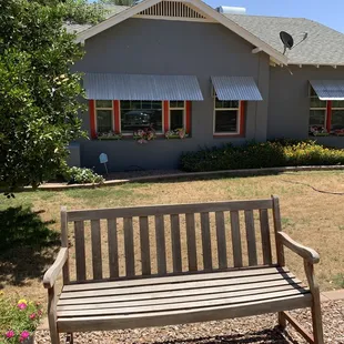 Cute little bench to enjoy your treats when it's not 1000 degrees outside