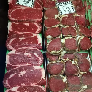 a variety of meats