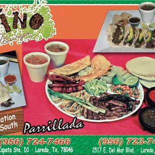 a variety of mexican food items