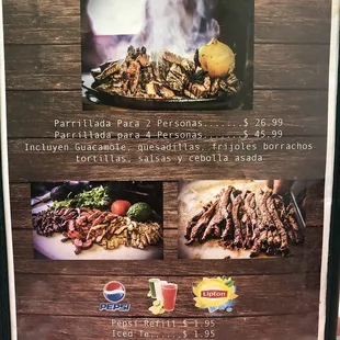 Menu back cover
