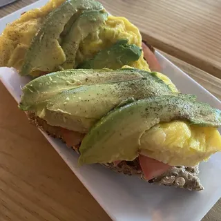 avocado toast with scrambled eggs