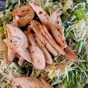 Grilled chicken Caesar salad with homemade dressing