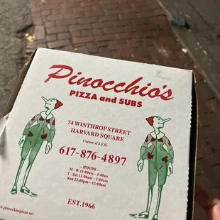 a hand holding a pizza box