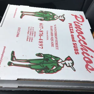Large pizza comes in two boxes.