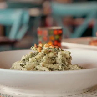a bowl of food on a table