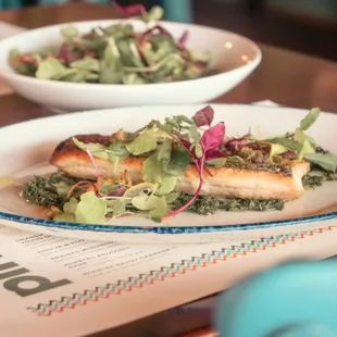 two plates of food on a table