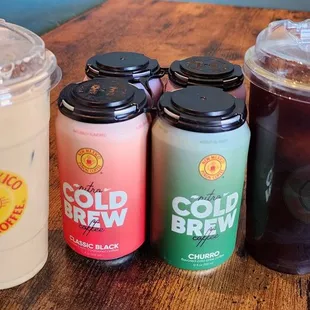 Piñon latte and cold brews