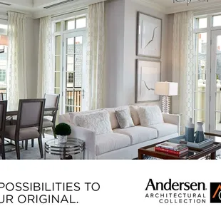 Hinged Patio Door with Sidelights &amp; Transoms Andersen E-Series