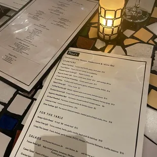 the menu