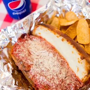 a sandwich and chips