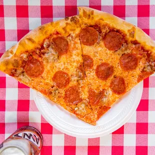 a slice of pepperoni pizza