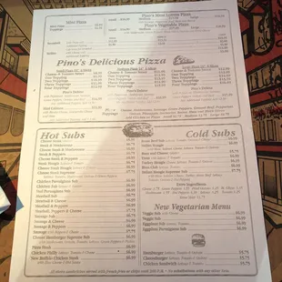 a menu on a table