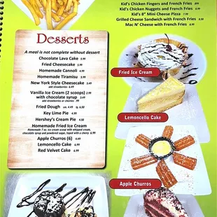 Children's menu,dessert