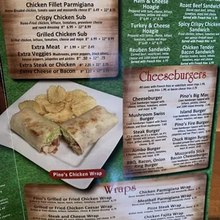 the menu for the restaurant