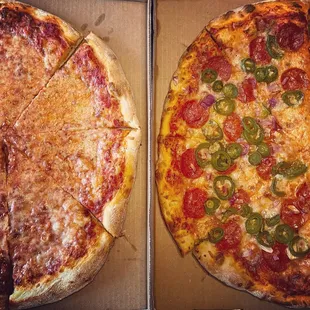 two pizzas in a box