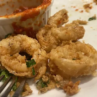 Calamari--rubbery.  Do not recommend.