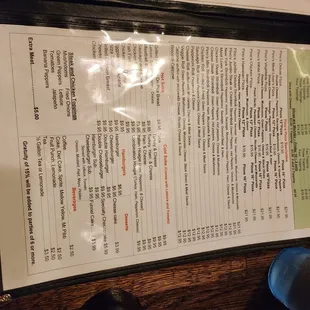 the menu
