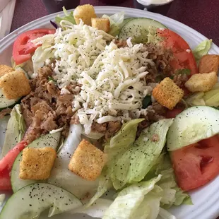 Chicken cheese steak at Pinos with fried onions and peppers. Five stars all the way!!!!! Don't forget your side of fries!