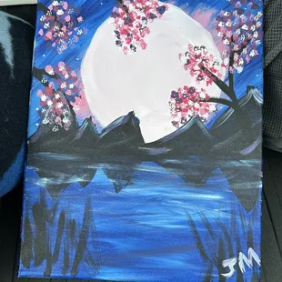 Moon and cherry blossoms.