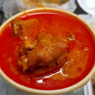 Red curry, asked for a side of rice noodles to go with it. Delicious! You won't find this everyday.