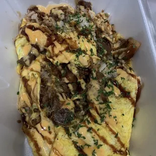 Chicken or Pork Adobo Omelette