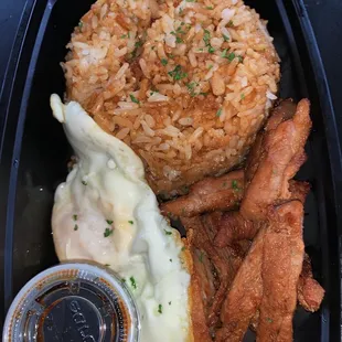 Filipino Tapsilog (Marinated Pork w/ F. Rice , Sunny side egg)