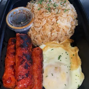 Longsilog (Filipino Chorizo w/ F. Rice , Sunny side egg)