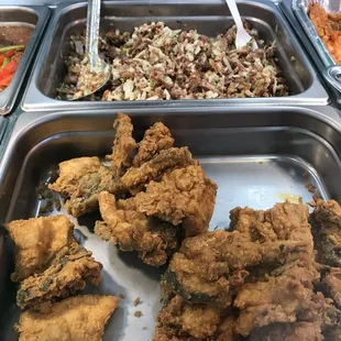 Pork sisig on the table for easy and fast take out.