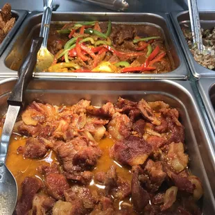 Beef mechado and tocino can be ordered as a two-item combo meal for 7.95.