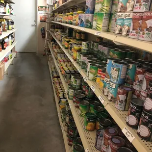 shelves of canned food