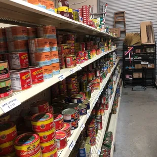 canned food on shelves