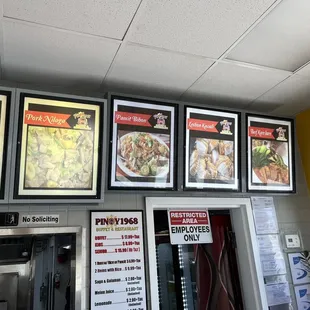 the menus on the wall