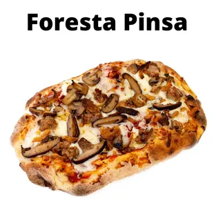 a pizza with mushrooms and cheese
