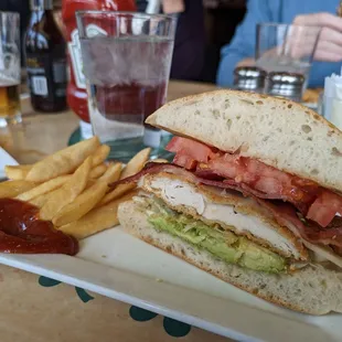 Chicken sandwich with fries