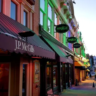 a city street at dusk