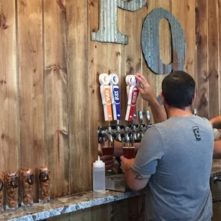 Taps behind the bar