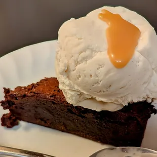 Brownie and Ice Cream with a little bit of Caramel Sauce