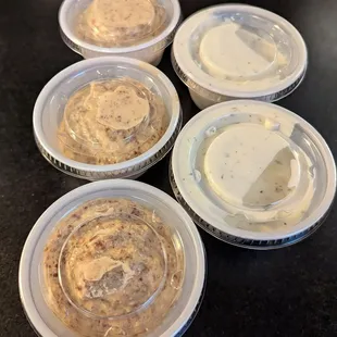 Dipping Sauces are Mustard and Ranch