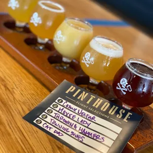 a row of beer glasses