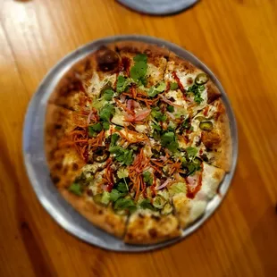 a pizza with various toppings