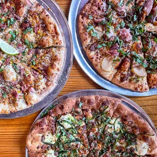 Three Medium Pizza: El Fantastico, The Armadillo, Honey Pear