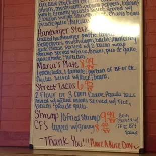 There specials this day